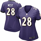 Women Nike Baltimore Ravens #28 Terrance West Purple Team Color Stitched NFL Game Jersey